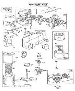 Carburetor,fueltank,a/C Grps Diagram and Parts List for 130902-1248-XX  Briggs and Stratton Engine
